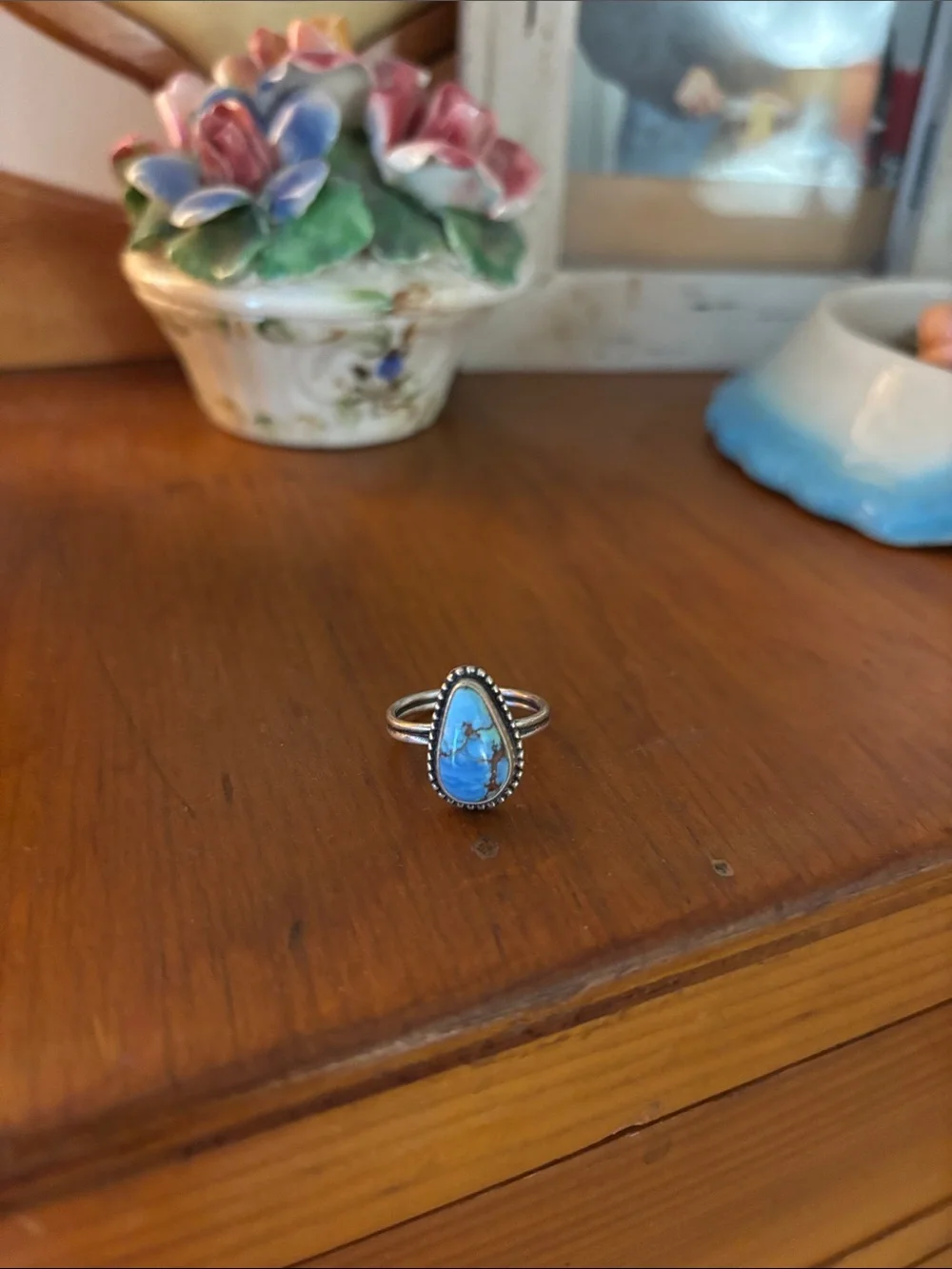 Sterling silver Turquoise Teardrop Blue Stone